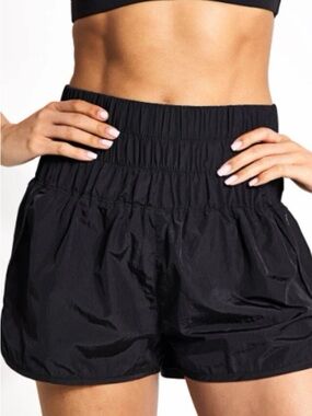 Black High-Waist Ruched Active Shorts (free people movement lookalike)